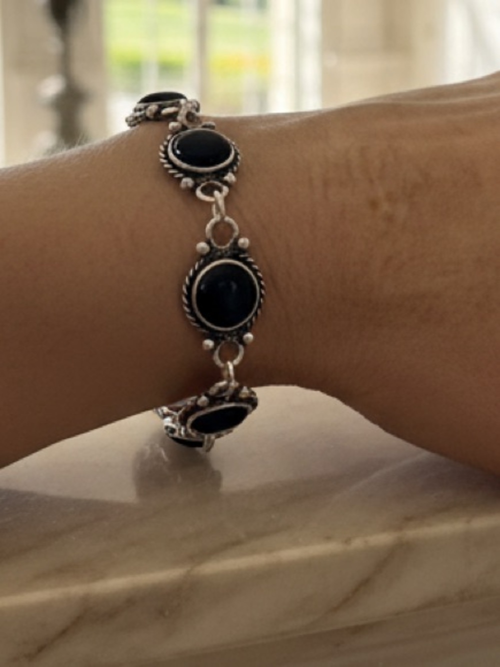 Elegant‎ Black onyx Stone sterling Silver Bracelet